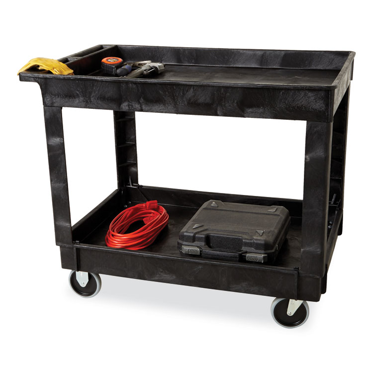 Rubbermaid Commercial 450088BK Heavy-Duty Utility Cart, Two-Shelf