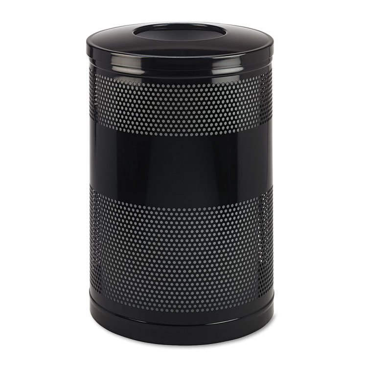 Rubbermaid Commercial Classics Perforated Open Top Receptacle Round Steel 51gal Black