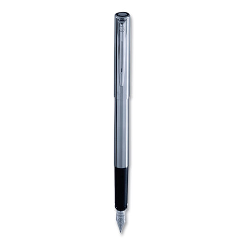 Allure Fountain Pen, Stick, Fine Nib, Blue Ink, Silver/Black Barrel Allure Fountain Pen, Stick, Fine Nib, Blue Ink, Silver/Black Barrel