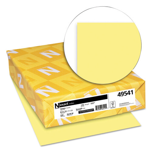 WAU49541 - Wausau Paper - Exact Index Card Stock, 110 lb Index Weight, 8.5 x 11, Canary, 250/Pack