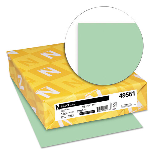WAU49561 - Wausau Paper - Exact Index Card Stock, 110 lb Index Weight, 8.5 x 11, Green, 250/Pack