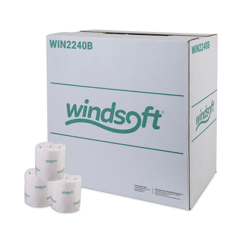 WIN2240B - Windsoft - Bath Tissue, Septic Safe, Individually Wrapped Rolls, 2-Ply, White, 500 Sheets/Roll, 96 Rolls/Carton