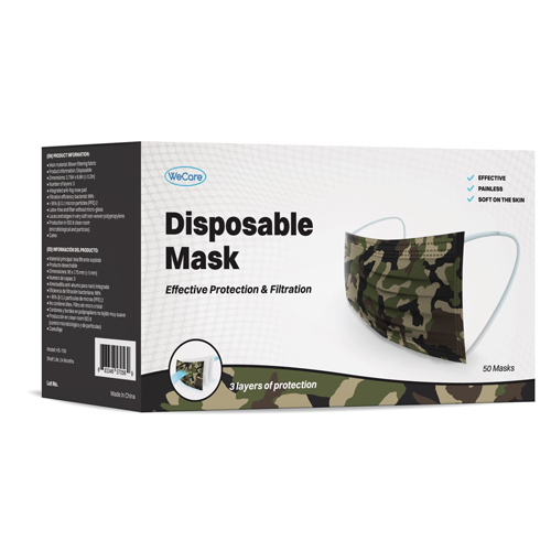 Disposable Face Masks - Box of 50 Individually Wrapped