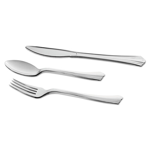WNAREF320FKPK - WNA - Reflections Heavyweight Plastic Utensils, Fork, Silver, 7&quot;, 40/pack