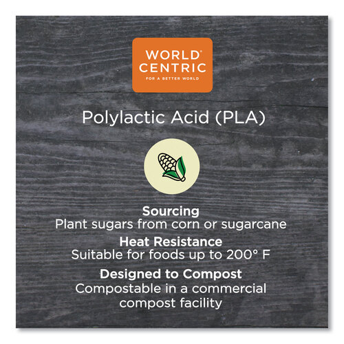 WORCPLCS2S - World Centric - PLA Lids for Fiber Cups, 2.6&quot; Diameter x 0.3&quot;h, Clear, Plastic, 2,000/Carton