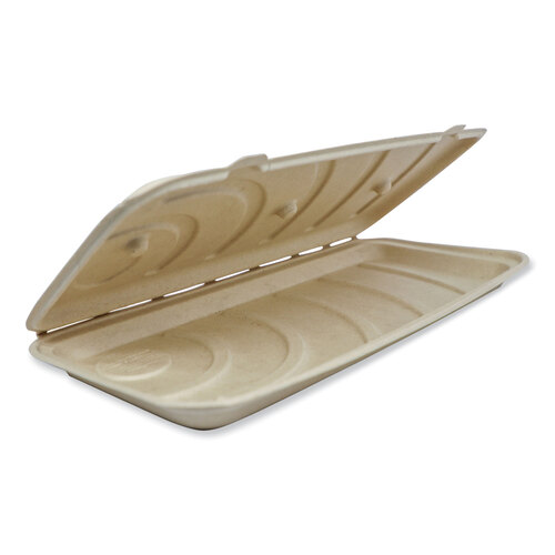WORPBSCU13LFS - World Centric - Fiber Hinged Containers, 13.7 x 6.6 x 1.3, Natural, Paper, 200/Carton