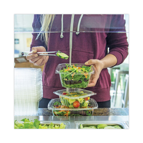 WORRDLCS24 - World Centric - PLA Rectangular Deli Container Lids, 6.5 x 7.5 x 0.3, Clear, Plastic, 600/Carton