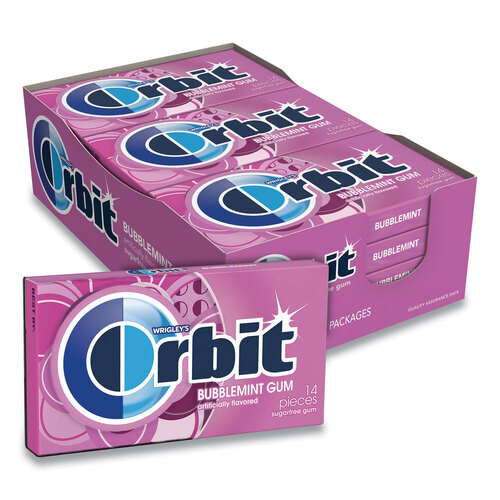 Sugar-Free Chewing Gum, Bubblemint, 12/Box Sugar-Free Chewing Gum, Bubblemint, 12/Box
