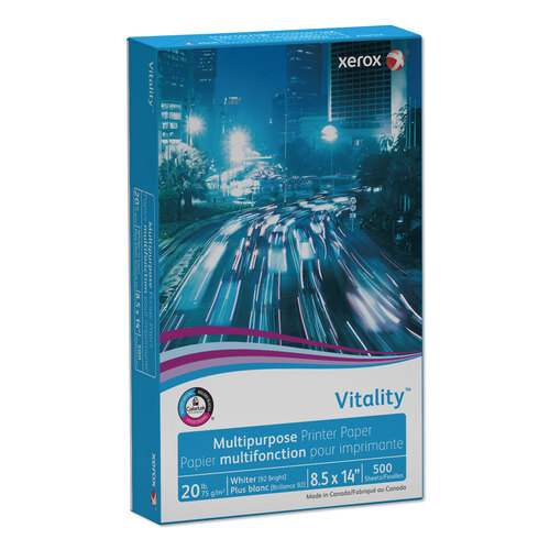 XER3R02051CT - Xerox - Vitality Multipurpose Print Paper, 92 Bright, 20 lb Bond Weight, 8.5 x 14, White, 500 Sheets/Ream, 10 Reams/Carton