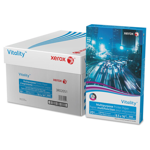 XER3R02051CT - Xerox - Vitality Multipurpose Print Paper, 92 Bright, 20 lb Bond Weight, 8.5 x 14, White, 500 Sheets/Ream, 10 Reams/Carton