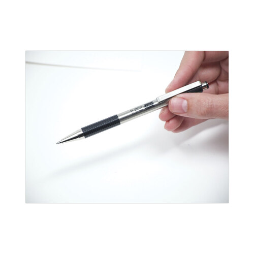 ZEB27110 - Zebra - F-301 Ballpoint Pen, Retractable, Fine 0.7 mm, Black Ink, Stainless Steel/Black Barrel