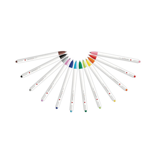 ZEB69012 - Zebra - ClickArt Porous Point Pen, Retractable, Fine 0.6 mm, Assorted Ink Colors, White/Assorted Barrel, 12/Pack