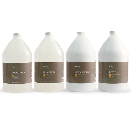 ZOGBundle-BW-S-C-L - Zogics - Organics Bath & Body Care Gallon Sampler Case, Honey Coconut, 1 Gallon, 4/CS