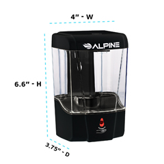 ALP432-1-BLK - Alpine - Automatic Hands-Free Transparent Gel Hand Sanitizer/ Liquid Soap Dispenser