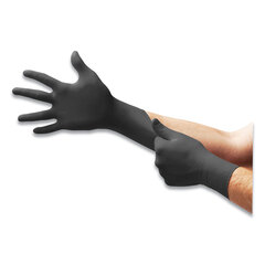 Ansell MICROFLEX MidKnight Powder-Free Nitrile Gloves, 4.7 mil Palm, 5.9 mil Fingers, 2X-Large, Black, 100/Box