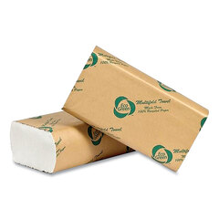 American Paper Converting Recycled Multifold Paper Towels, 1-Ply, 9.5 x 9.5, White, 250/Pack, 16 Packs/Carton