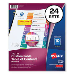 AVE11169 - Avery® Ready Index® Contemporary Multicolor Table of Contents Divider Sets Uncollated in Bulk Packs