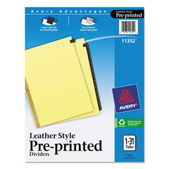 AVE11352 - Avery® Black Leather Pre-Printed Dividers