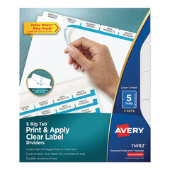 AVE11492 - Avery® Print & Apply Index Maker® Clear Label Dividers with Easy Apply Printable Label Strip and White Tabs