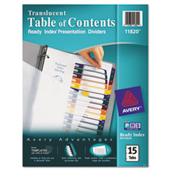 AVE11820 - Avery® Ready Index® Translucent Multicolor Table of Contents Dividers