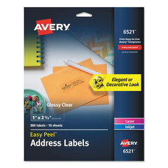 AVE6521 - Avery® Glossy Clear Easy Peel® Mailing Labels with Sure Feed™ Technology