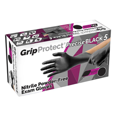 GripProtect Precise BLACK 5 Nitrile Powder-Free Exam Gloves, 2XL