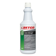 Betco Green Earth Bioactive Solutions PUSH Drain Cleaner, Lemon and Sage Scent, 32 oz Bottle, 12/Carton