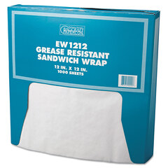Packaging Dynamics Grease-Resistant Paper Wraps and Liners, 12 x 12, White, 1,000/Box, 5 Boxes/Carton