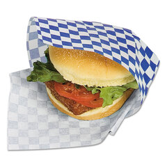 Packaging Dynamics Grease-Resistant Paper Wraps and Liners, 12 x 12, Blue Check, 1,000/Box, 5 Boxes/Carton