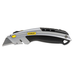 Stanley-Bostitch Curved Quick-Change Utility Knife, Stainless Steel Retractable Blade, 3 Blades, 6.5