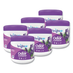 Bright Air Super Odor Eliminator, Lavender and Fresh Linen, Purple, 14 oz Jar, 6/Carton