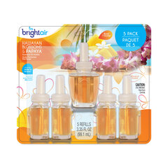 Bright Air Electric Scented Oil Air Freshener Refill, Hawaiian Blossoms and Papaya, 0.67 oz Bottle, 5/Pack, 6 Pack/Carton