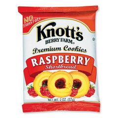 Knott's Berry Premium Berry Jam Shortbread Cookies, Raspberry, 2 oz Pack, 36/Carton