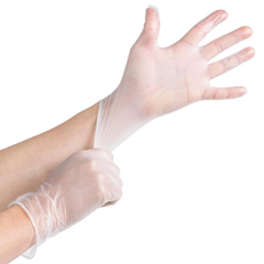 BSC Medical Exam Clear Vinyl Disposable Gloves- Small, 100 Gloves