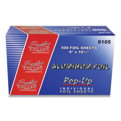 Berk Enterprises Pop-Up Aluminum Foil, 9 x 10.75, 500 Sheets/Pack, 6 Packs/Carton