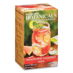 Bigelow Botanicals Watermelon Cucumber Mint Cold Water Herbal Infusion, 0.7 oz Tea Bag, 18/Box