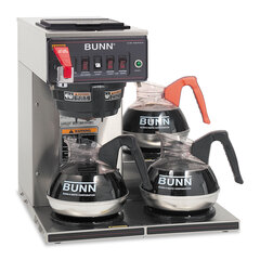 Bunn CWTF-3 Three Burner Automatic Coffee Brewer, 12-Cup, Black/Stainless Steel