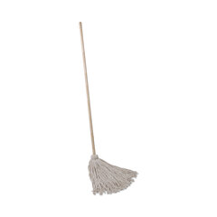 Unisan Deck Mop w/Wooden Handle, 24 oz. Cotton Fiber Head