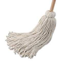 Unisan Deck Mop w/54 in. Wooden Handle, 32 oz. Cotton Fiber Head