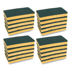 Boardwalk Scrubbing Sponge, Medium Duty, 3 3/5 x 6 1/10, Yellow/Green, 20/Carton