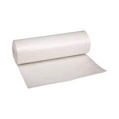 Boardwalk Low-Density Waste Can Liners, 33 gal, 0.6 mil, 33 x 39, White, 25 Bags/Roll, 6 Rolls/Carton