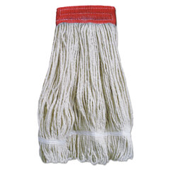Boardwalk Wideband Looped-End Mop Heads, 20 oz, Natural w/Red Band, 12/Carton