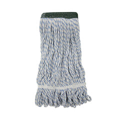 Unisan Mop Head, Floor Finish, Looped-End, Mesh Headband, Medium, Blue Stripe