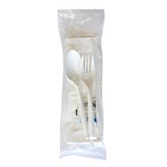 Boardwalk Six-Piece Cutlery Kit, Fork/Knife/Teaspoon/Napkin/Pepper/Salt, White, 250/Carton