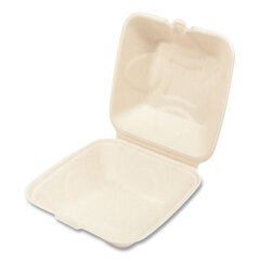 Boardwalk Bagasse PFAS-Free Food Containers, 1-Compartment, 6 x 6 x 3.19, White, Bamboo/Sugarcane, 500/Carton