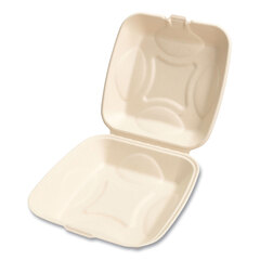 Boardwalk Bagasse PFAS-Free Food Containers, 1-Compartment, 9 x 1.93 x 9, White, Bamboo/Sugarcane, 100/Carton