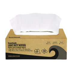 Boardwalk One-Ply Paper Wipers, 9.84 x 9.06, White, 125 Wipers/Box, 18 Boxes/Carton