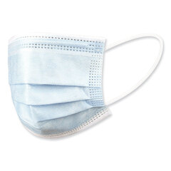 Boardwalk Three-Ply General Use Face Mask, Blue, 50/Box