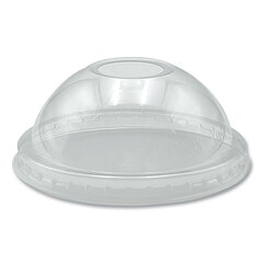 Boardwalk PET Cold Cup Dome Lids, Fits 9 oz to 10 oz PET Cups, Clear, 100/Pack