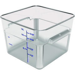 CFS BRANDS Squares Polycarbonate Food Storage Container, 12 qt, 11.13 x 11.13 x 8.25, Clear, Plastic